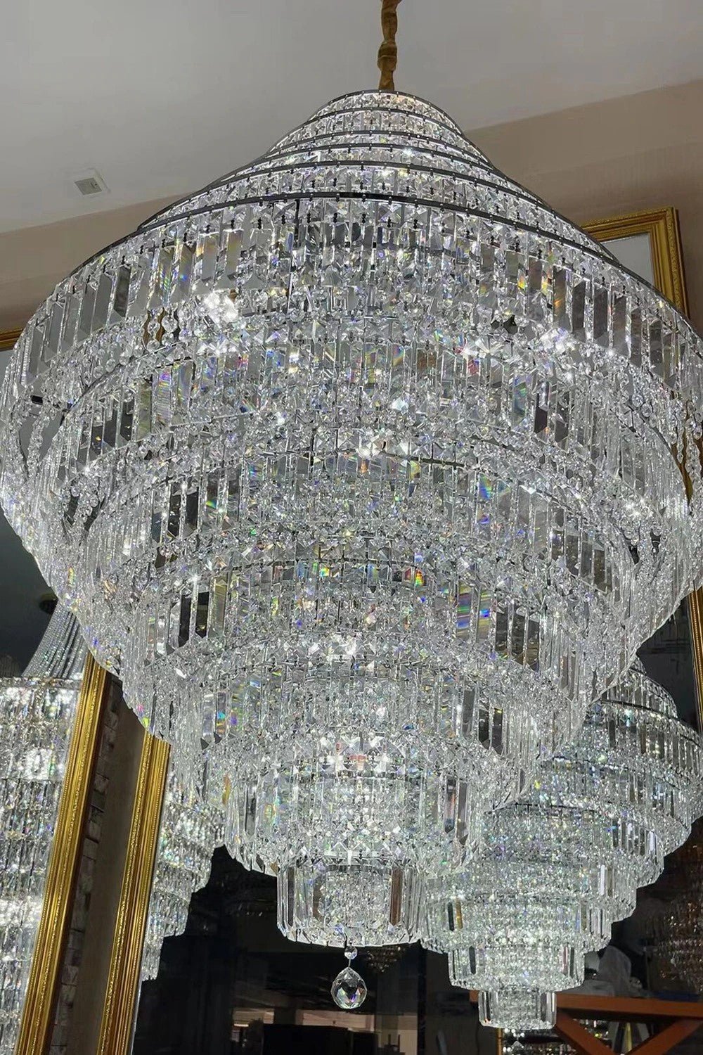 Chrome/ Silver/ Gold Extra Large Chandelier For Foyer Living Room Staircase Crystal Ceiling Lighting Fixture - D19.7"*H23.6"/ 10 LightsGoldWarm Lightcasivra