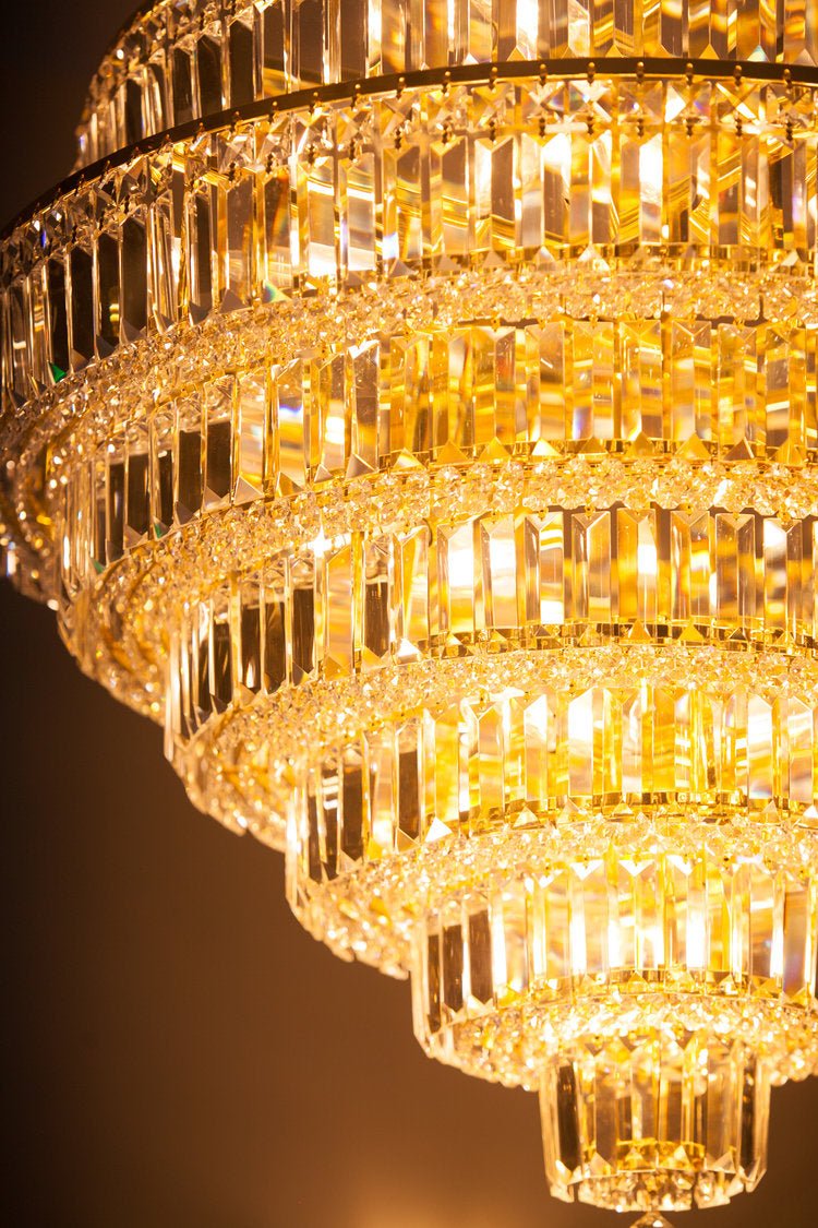 Chrome/ Silver/ Gold Extra Large Chandelier For Foyer Living Room Staircase Crystal Ceiling Lighting Fixture - D19.7"*H23.6"/ 10 LightsGoldWarm Lightcasivra
