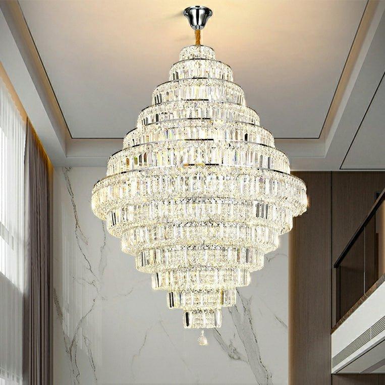 Chrome/ Silver/ Gold Extra Large Chandelier For Foyer Living Room Staircase Crystal Ceiling Lighting Fixture - D19.7"*H23.6"/ 10 LightsChrome/SilverWarm Lightcasivra