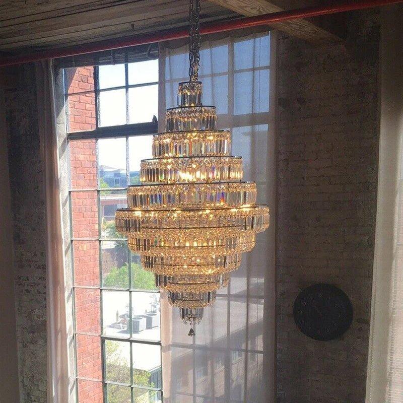 Chrome/ Silver/ Gold Extra Large Chandelier For Foyer Living Room Staircase Crystal Ceiling Lighting Fixture - D19.7"*H23.6"/ 10 LightsChrome/SilverWarm Lightcasivra