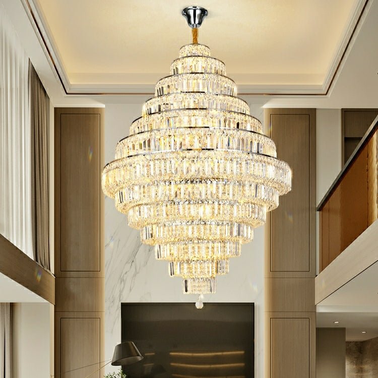 Chrome/ Silver/ Gold Extra Large Chandelier For Foyer Living Room Staircase Crystal Ceiling Lighting Fixture - D19.7"*H23.6"/ 10 LightsGoldWarm Lightcasivra