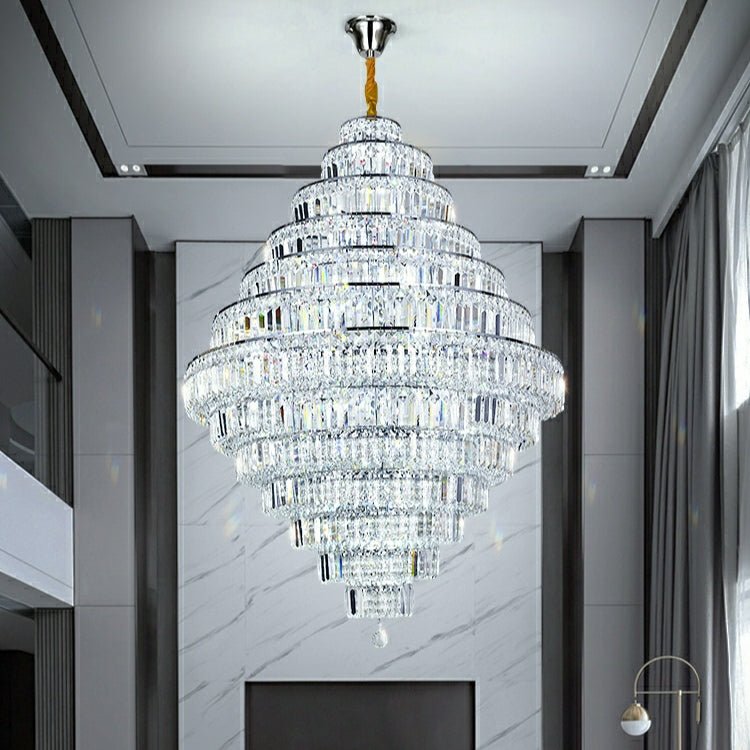 Chrome/ Silver/ Gold Extra Large Chandelier For Foyer Living Room Staircase Crystal Ceiling Lighting Fixture - D19.7"*H23.6"/ 10 LightsChrome/SilverWarm Lightcasivra