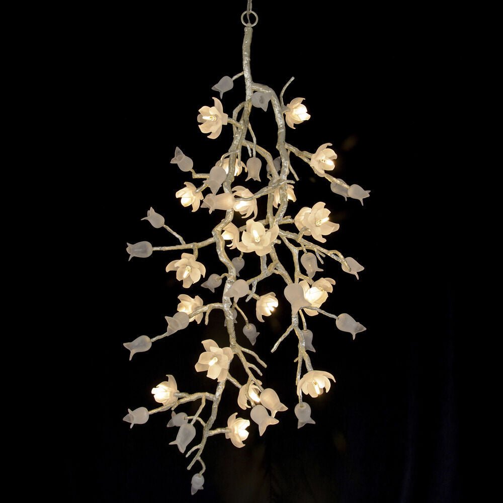 Churippu Branch Brass Chandelier - 21 lights ∅ 36″ x W 36″ x H 77.6″Brushed Dark Bronze & White Ceramiccasivra