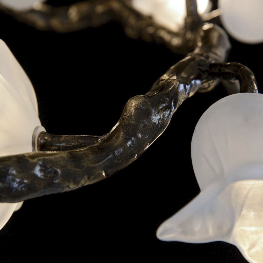 Churippu Branch Brass Chandelier - 21 lights ∅ 36″ x W 36″ x H 77.6″Brushed Dark Bronze & White Ceramiccasivra