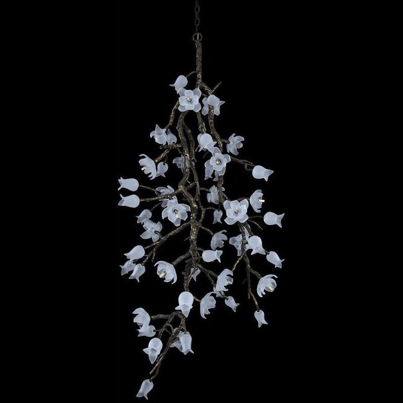 Churippu Branch Brass Chandelier - 21 lights ∅ 36″ x W 36″ x H 77.6″Brushed Dark Bronze & White Ceramiccasivra