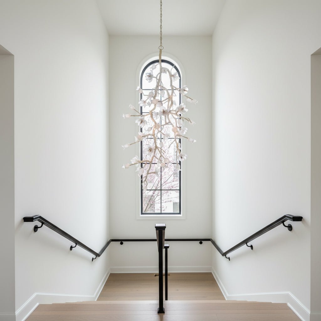 Churippu Branch Brass Chandelier - 21 lights ∅ 36″ x W 36″ x H 77.6″Brushed Dark Bronze & White Ceramiccasivra