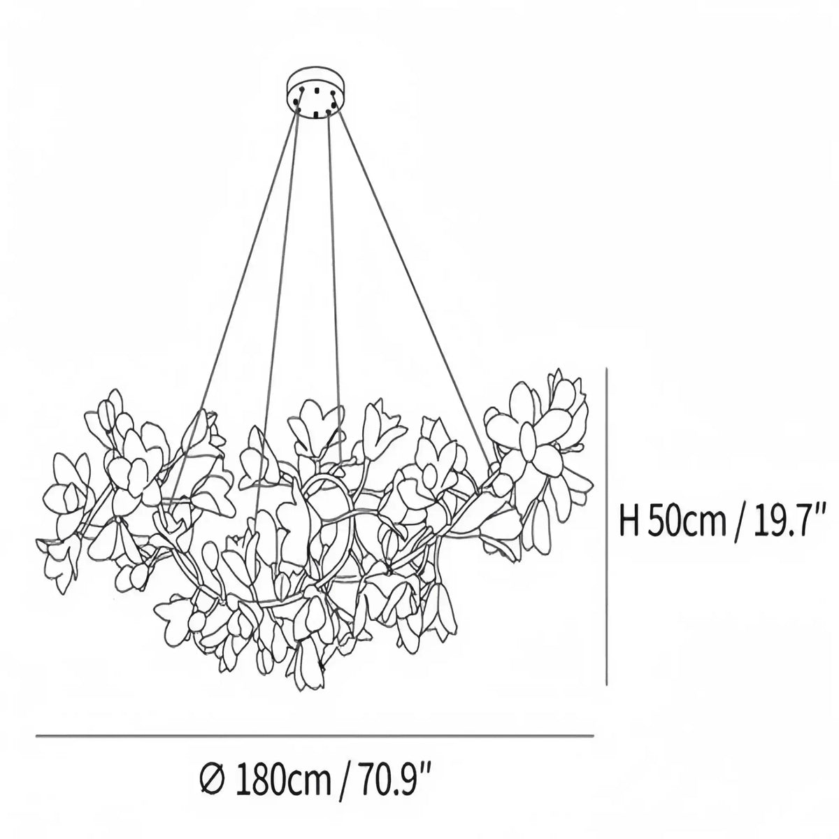 Circular Blossom Chandelier - L 47.2″(120cm) x W 15.7″(40cm) x H 17.7″ (45cm)casivra