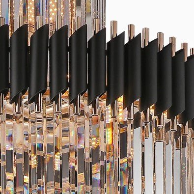 Classic Large Multi - layered Spiral Crystal Chandelier for Foyer/ Staircase - D17.7"*H59.1"/12 Lights/16 kgBlackDimmable Warm Lightcasivra