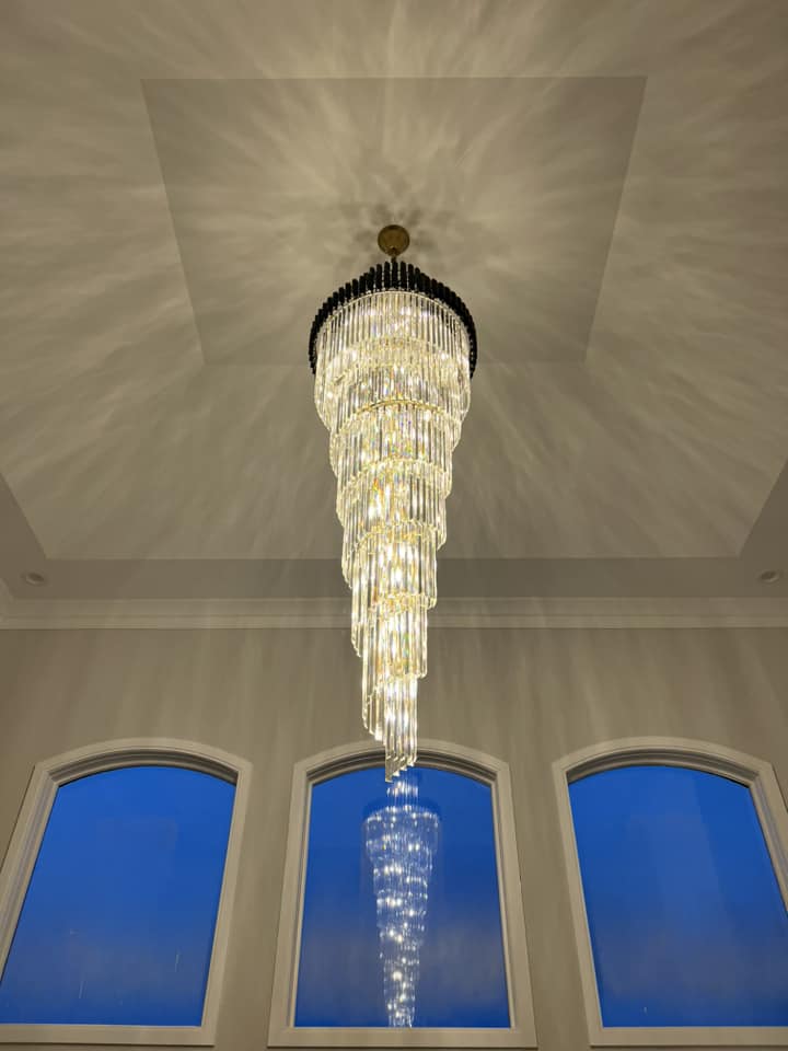Classic Large Multi - layered Spiral Crystal Chandelier for Foyer/ Staircase - D39.4"*H118"/35 Lights/117.3 kgBlackWarm Lightcasivra