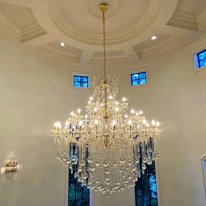 Classic Modern Multi-layers Crystal Chandelier for Staircase/Foyer/Villa - D39.4"*H59.1"Warm LightBrasscasivra