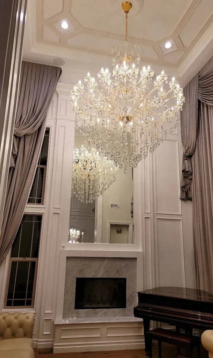 Classic Modern Multi-layers Crystal Chandelier for Staircase/Foyer/Villa - D39.4"*H59.1"Warm LightBrasscasivra