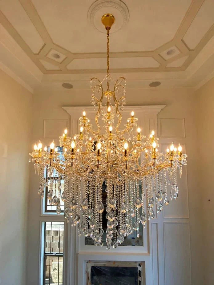 Classic Modern Multi-layers Crystal Chandelier for Staircase/Foyer/Villa - D39.4"*H59.1"Warm LightBrasscasivra