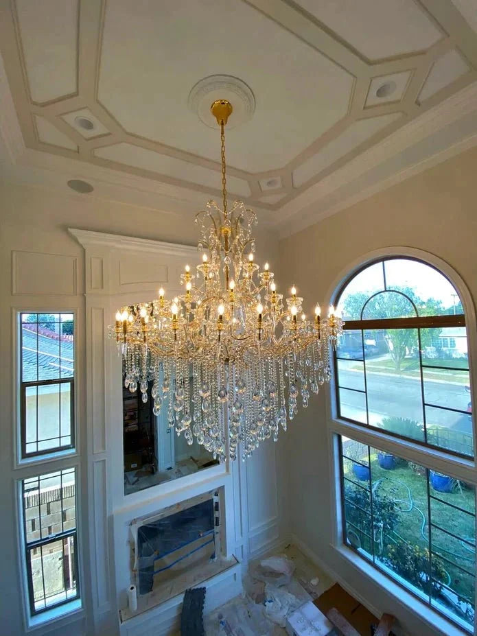 Classic Modern Multi-layers Crystal Chandelier for Staircase/Foyer/Villa - D39.4"*H59.1"Warm LightBrasscasivra