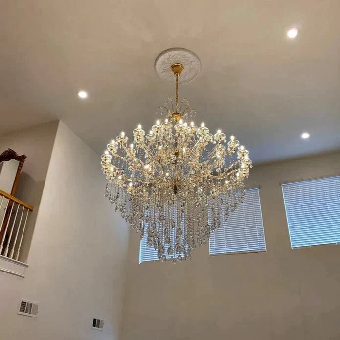 Classic Modern Multi-layers Crystal Chandelier for Staircase/Foyer/Villa - D39.4"*H59.1"Warm LightBrasscasivra