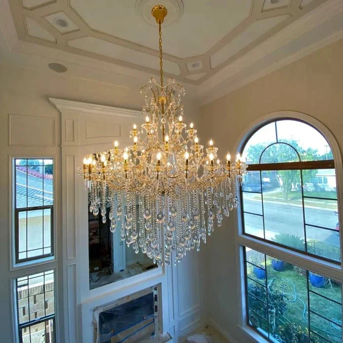 Classic Modern Multi-layers Crystal Chandelier for Staircase/Foyer/Villa - D39.4"*H59.1"Warm LightBrasscasivra