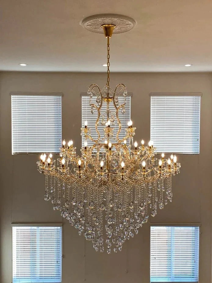 Classic Modern Multi-layers Crystal Chandelier for Staircase/Foyer/Villa - D39.4"*H59.1"Warm LightBrasscasivra