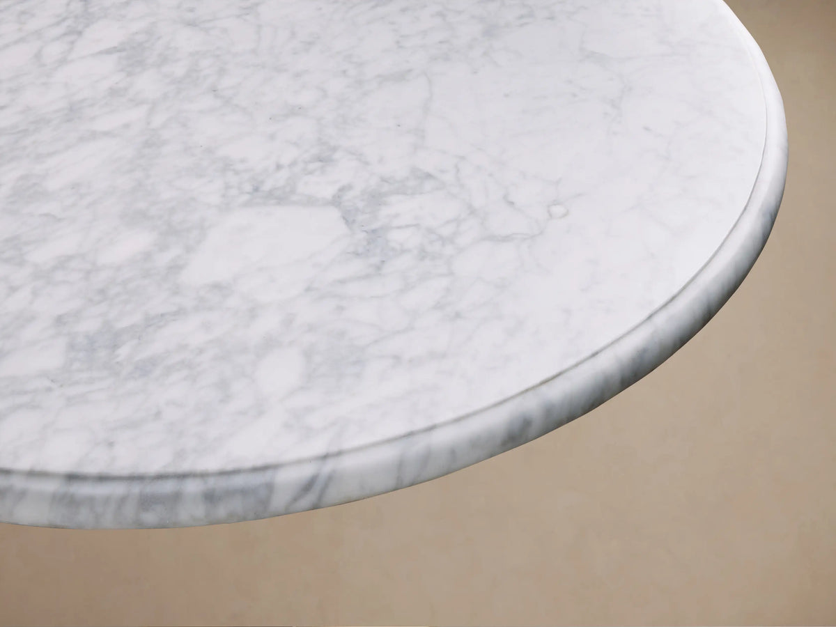 Clemence Bistro Table with Stone Top and Antique Brass Tulip Base