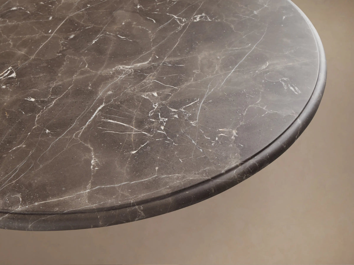 Clemence Bistro Table with Stone Top and Antique Brass Tulip Base