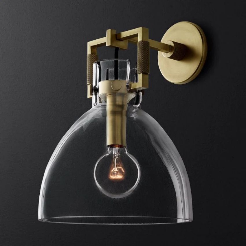 Machinist Glass Cloche Wall Sconce
