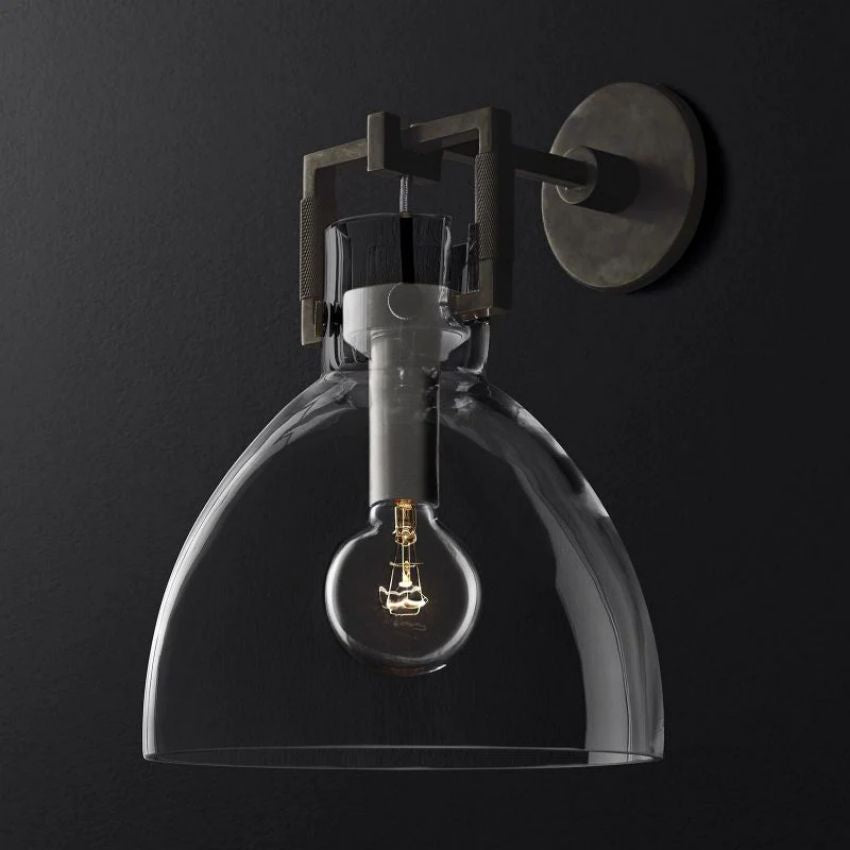 Machinist Glass Cloche Wall Sconce