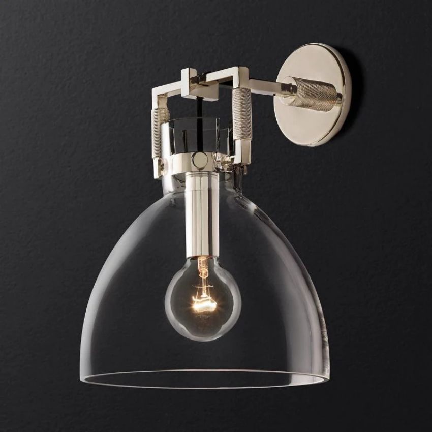 Machinist Glass Cloche Wall Sconce