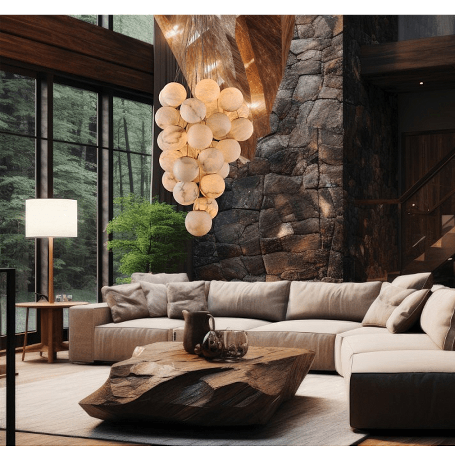 Cluster Alabaster Globe Chandelier-Chandelier-casivra-casivra