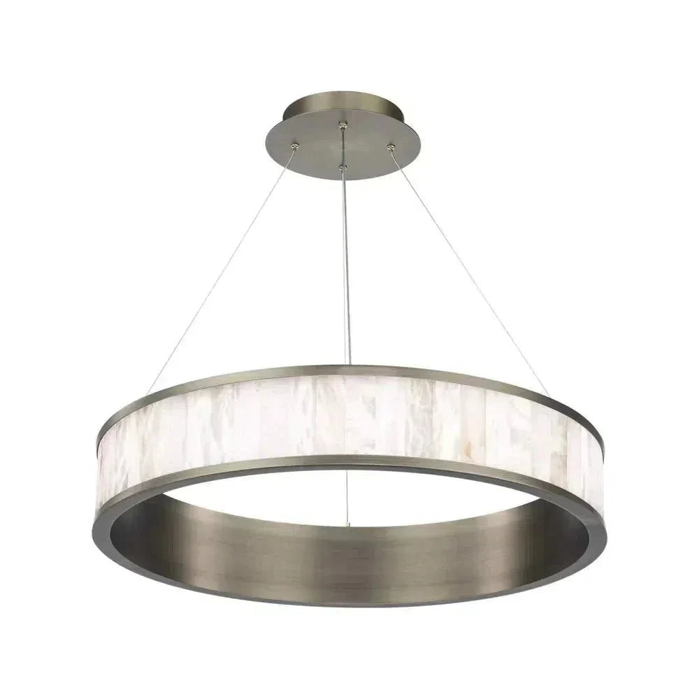 Coliseo Alabaster 28in LED Round Chandelier - Antique Nickelcasivra