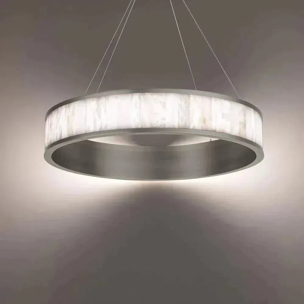 Coliseo Alabaster 28in LED Round Chandelier - Antique Nickelcasivra