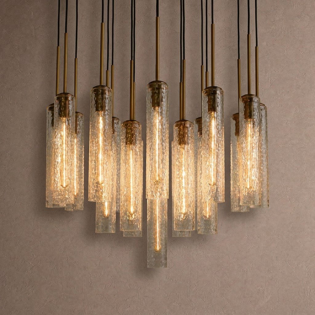 Colleena Hammered Glass Round Chandelier - 36"casivra