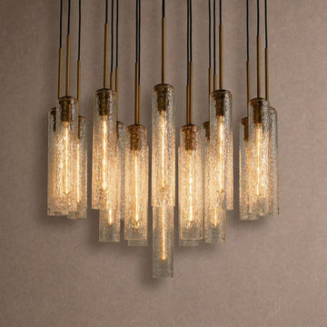 Colleena Hammered Glass Round Chandelier - 36"casivra