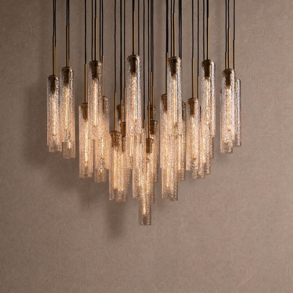 Colleena Hammered Glass Round Chandelier - 48"casivra