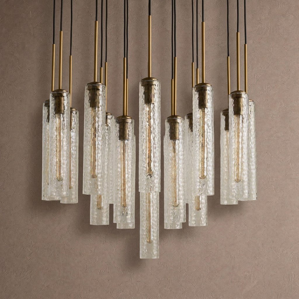 Colleena Hammered Glass Round Chandelier - 36"casivra