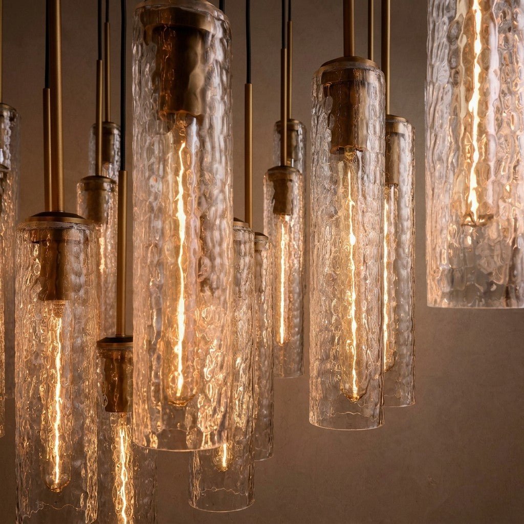 Colleena Hammered Glass Round Chandelier - 48"casivra