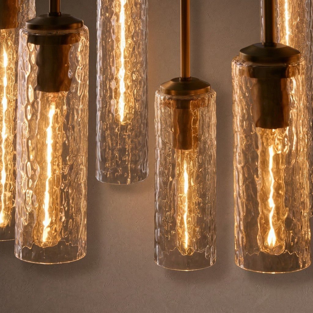 Colleena Linear Hammered Glass Chandelier - casivra