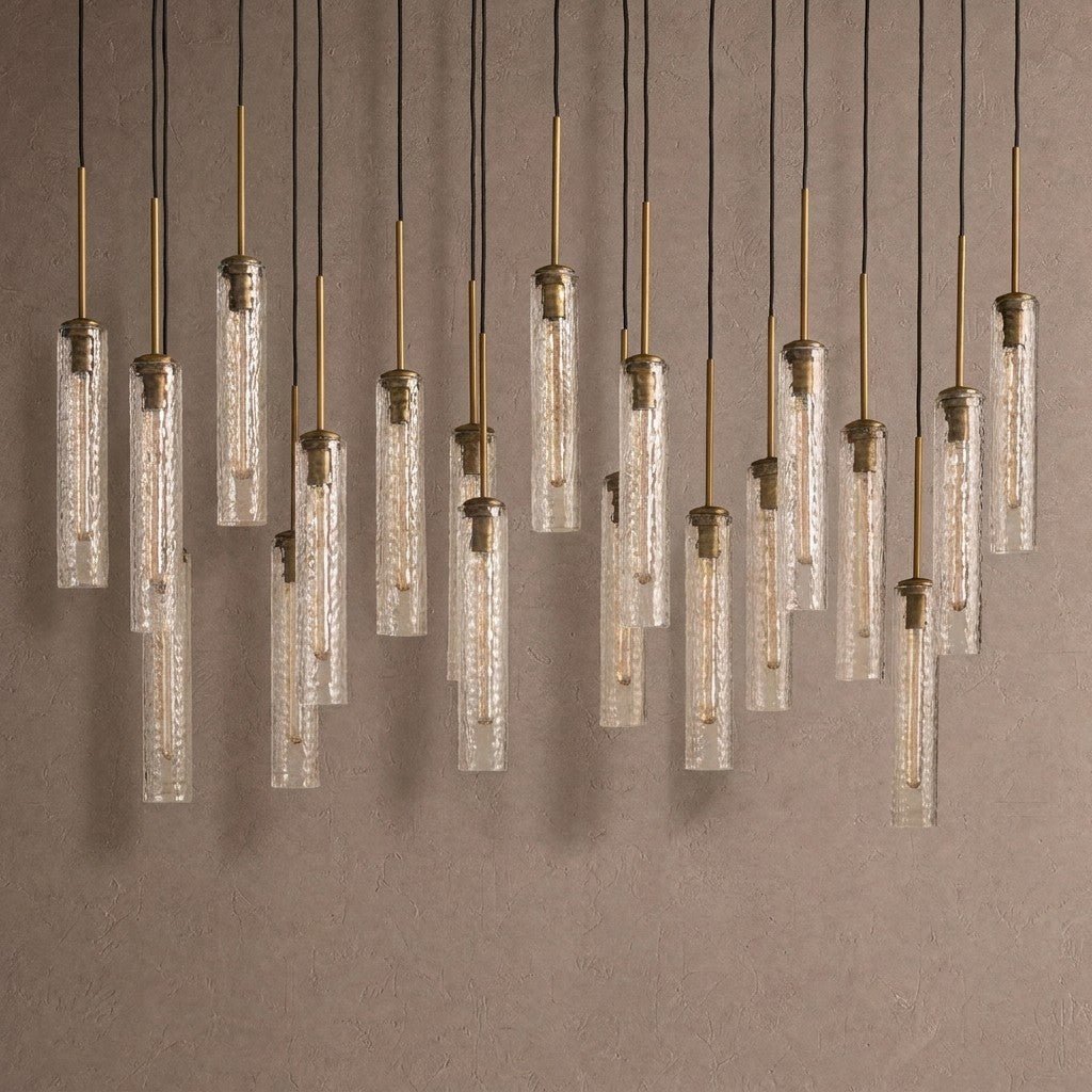 Colleena Linear Hammered Glass Chandelier - casivra