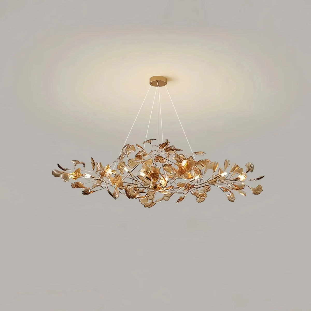 Colorful Glass Ginkgo Leaf Chandelier - Size A: 31.5″ LSapphirecasivra