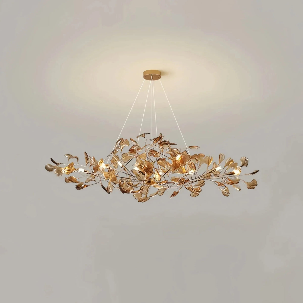 Colorful Glass Ginkgo Leaf Chandelier - Size A: 31.5″ LSapphirecasivra