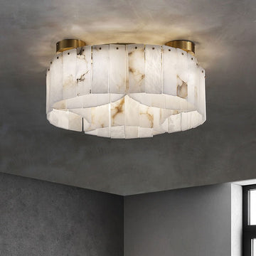 Contemporary Alabaster Flush Mount Ceiling Lamp - 21.65" D x 8.86" Hcasivra