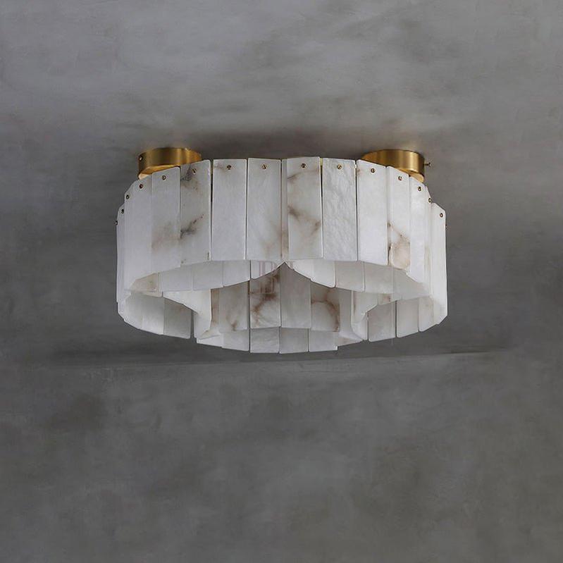 Contemporary Alabaster Flush Mount Ceiling Lamp - 21.65" D x 8.86" Hcasivra