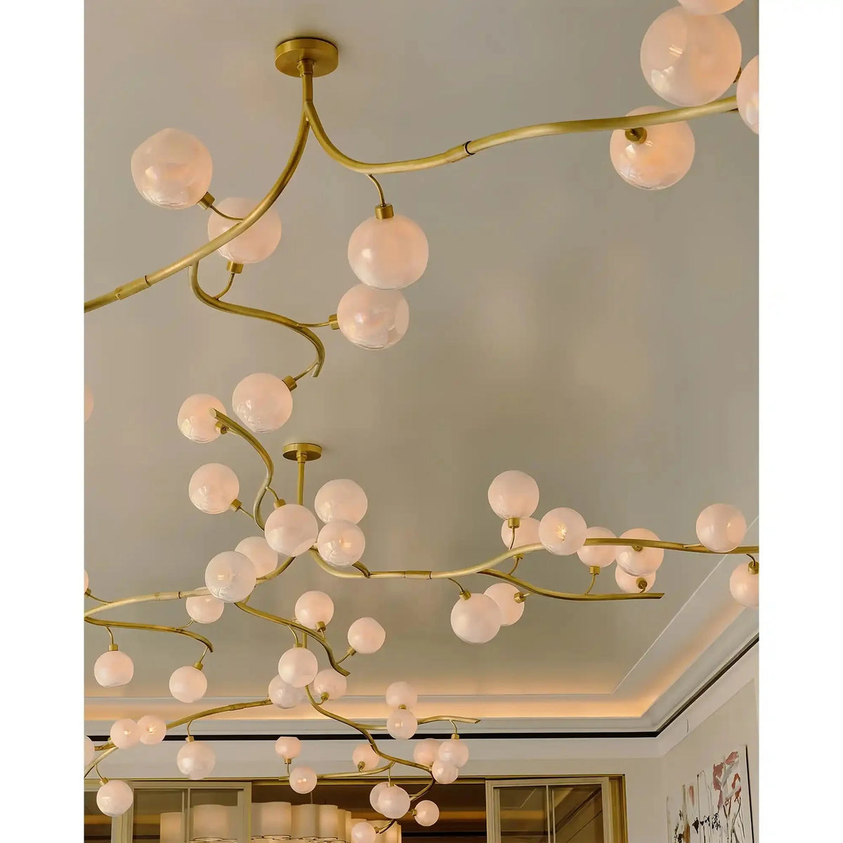 Contemporary Hand - blown Glass Globes Branch Chandelier for Dining Room Living Room and Kitchen Island - L140"*W60"*H32"Warm Lightcasivra