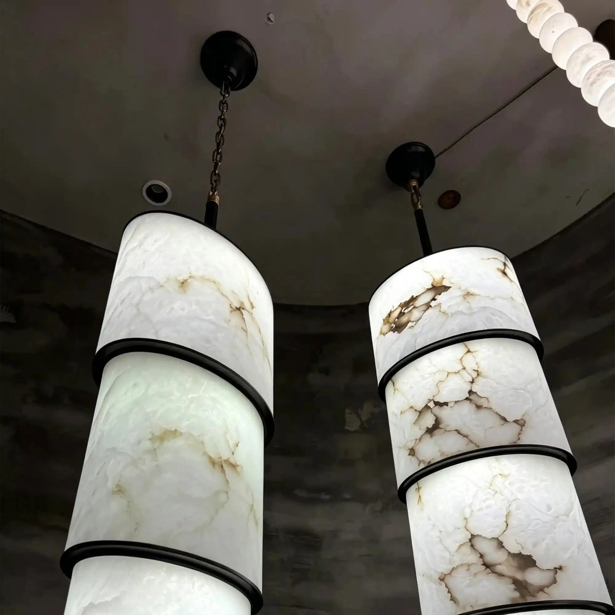Contemporary Layered Oval Alabaster Column Pendant - 5 Layers/D13"*H55.91"(D33cm*H142cm)Warm Light 3000Kcasivra