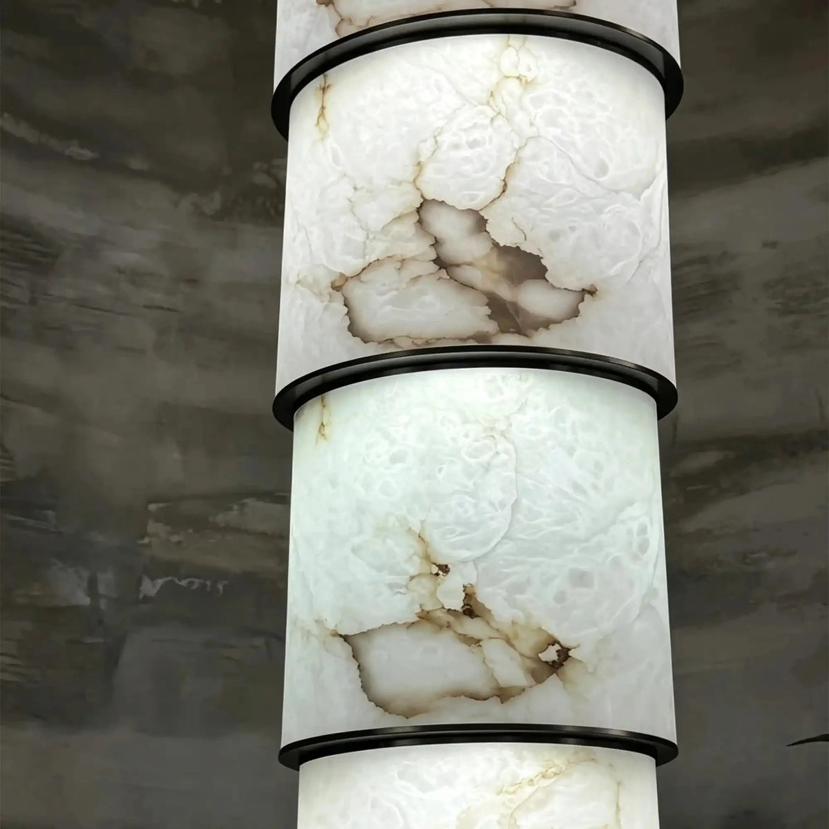 Contemporary Layered Oval Alabaster Column Pendant - 5 Layers/D13"*H55.91"(D33cm*H142cm)Warm Light 3000Kcasivra