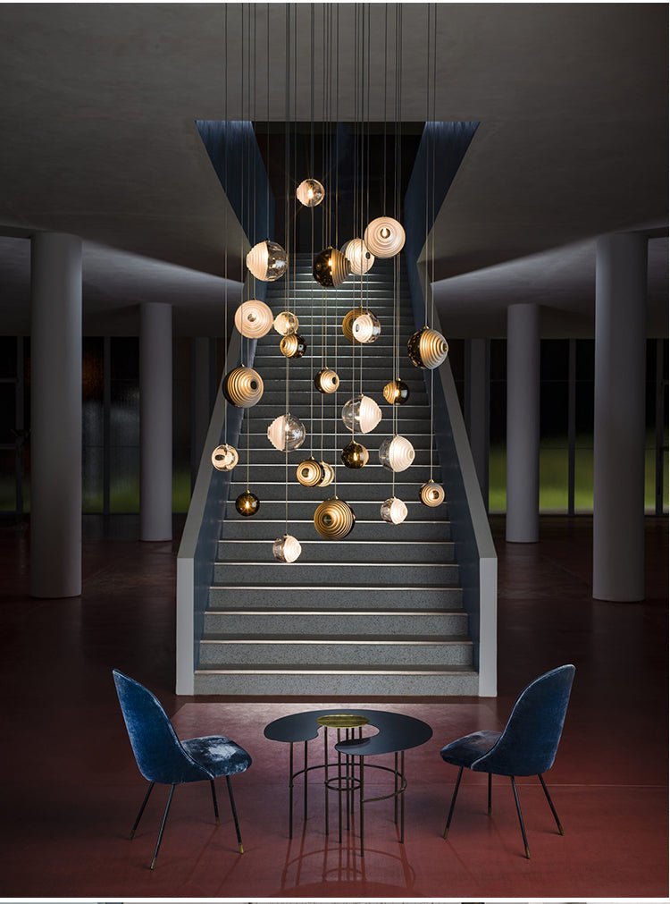 Cosmic Sphere Cascade Glass Chandelier - 3 - lights ∅ 11.8″ x H 59.1″Clearcasivra