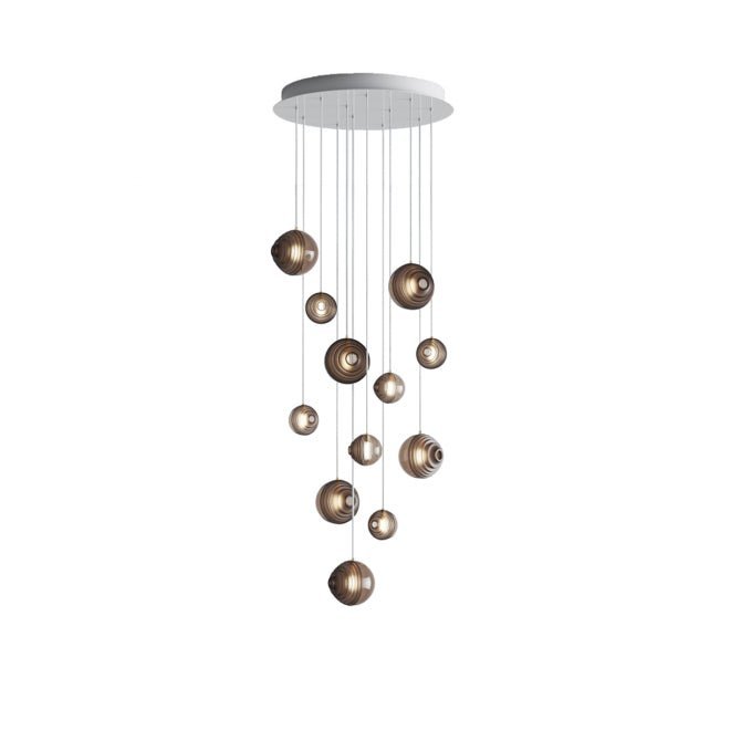 Cosmic Sphere Cascade Glass Chandelier - 12 - lights ∅ 23.6″ x H 59.1″Smoke greycasivra