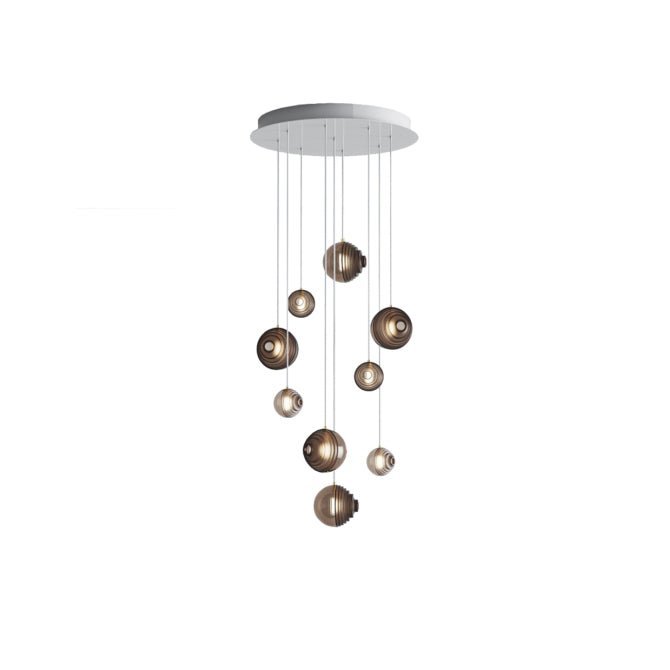 Cosmic Sphere Cascade Glass Chandelier - 9 - lights ∅ 19.7″ x H 59.1″Smoke greycasivra