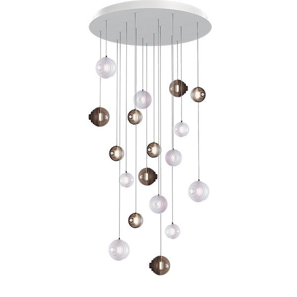 Cosmic Sphere Cascade Glass Chandelier - 3 - lights ∅ 11.8″ x H 59.1″Clearcasivra