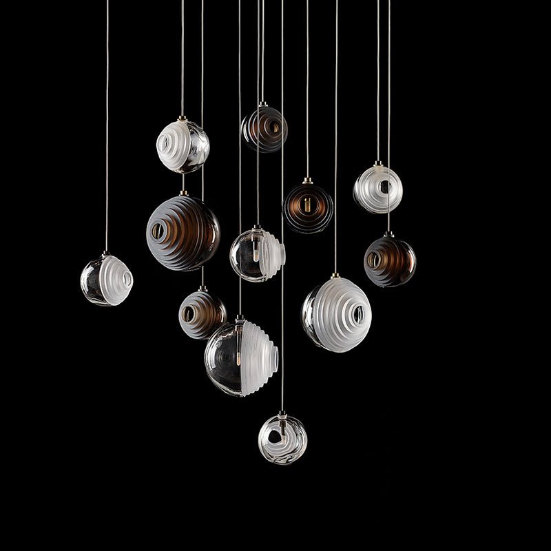 Cosmic Sphere Cascade Glass Chandelier - 3 - lights ∅ 11.8″ x H 59.1″Clearcasivra