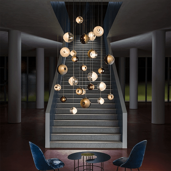 Cosmic Sphere Cascade Glass Chandelier - 3 - lights ∅ 11.8″ x H 59.1″Clearcasivra