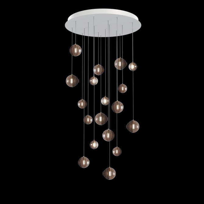 Cosmic Sphere Cascade Glass Chandelier - 26 - lights ∅ 39.4″ x H 78.7″Smoke grey & Clearcasivra