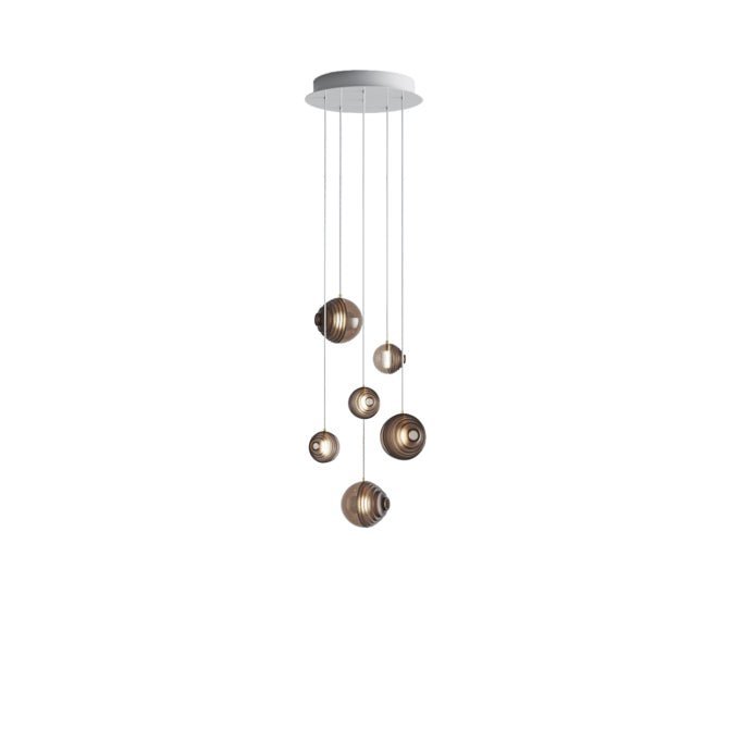 Cosmic Sphere Cascade Glass Chandelier - 6 - lights ∅ 15.7″ x H 59.1″Smoke greycasivra